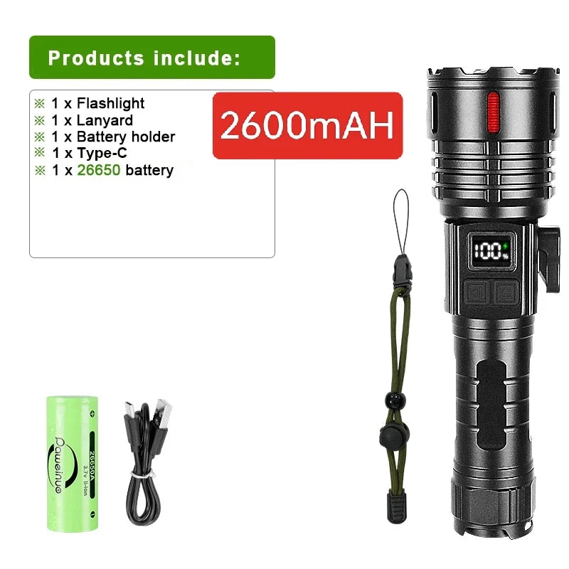 2024 1000000LM High Power Rechargeable LED Flashlight - Goshen Delightful Superstore