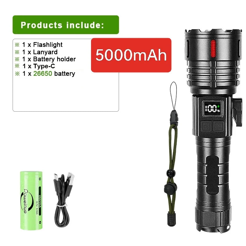 2024 1000000LM High Power Rechargeable LED Flashlight - Goshen Delightful Superstore