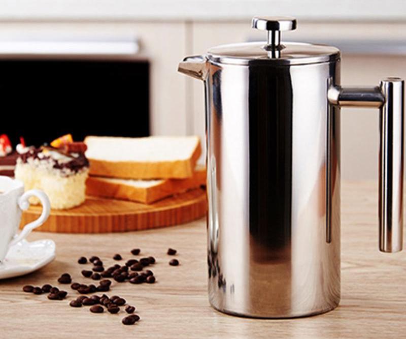 Stainless Steel French Press Coffee Tea Pot with Filter Double Wall